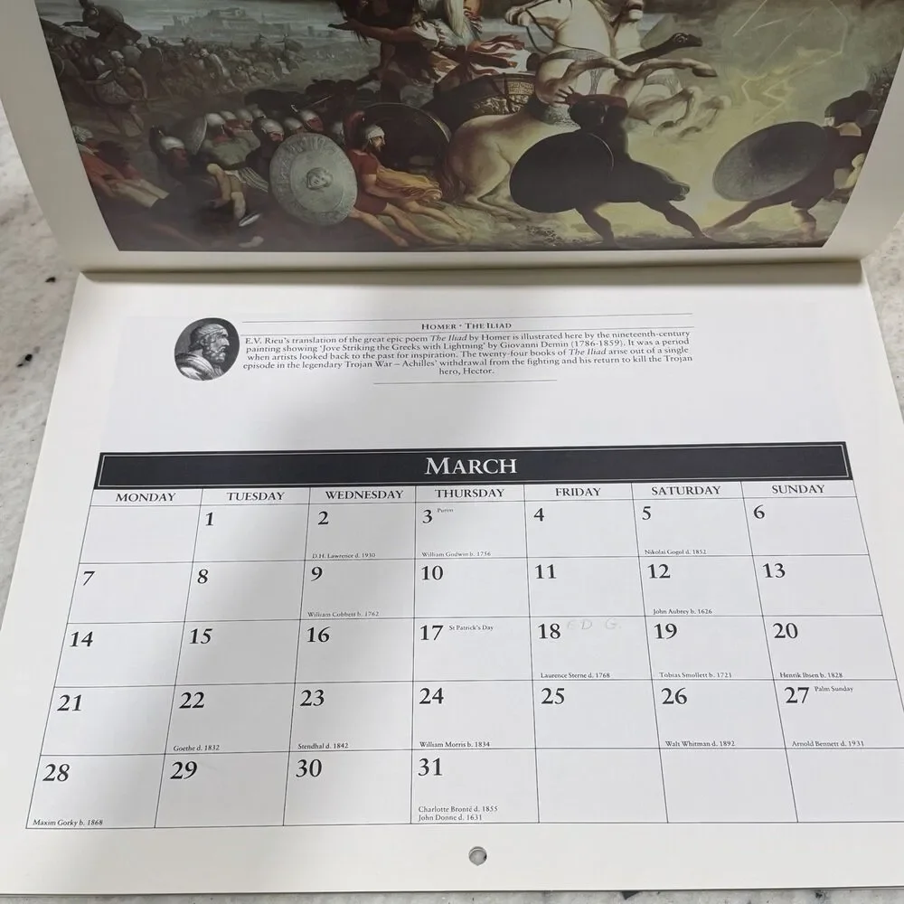 Penguin Classics Books Calendar 1988 Vintage Literature 11x14”